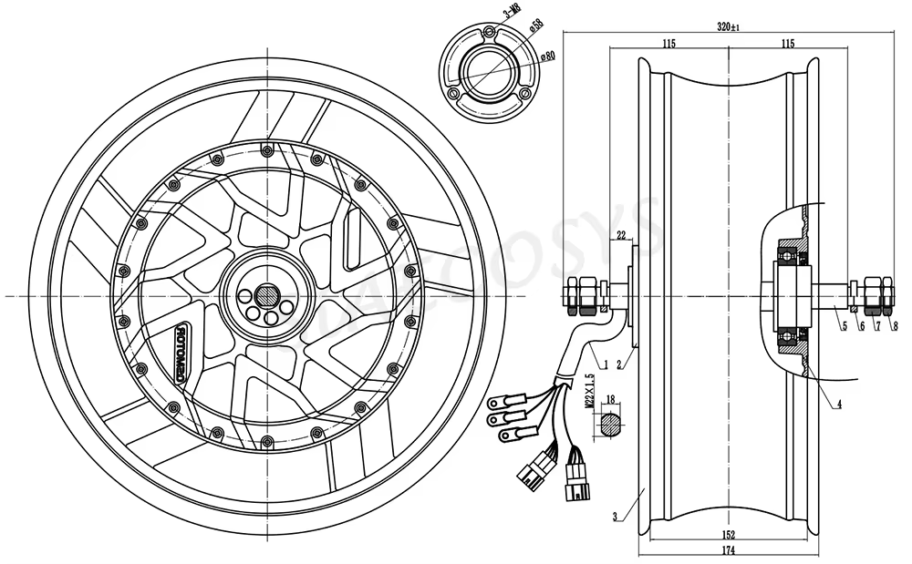 12000W Electric Motorcycle Hub Motor - QSMotor 17X6.0 polegadas 70H 12000W V4